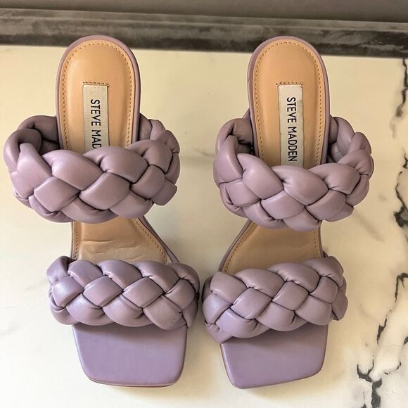 Steve Madden Kenley Lavender Purple Woven Heels Size 7 - Picture 8 of 10